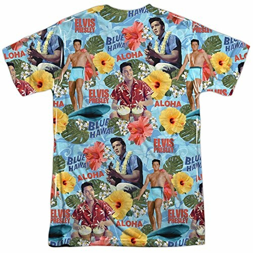 Hawaiian shirt with Elvis Presley and tropical motifs