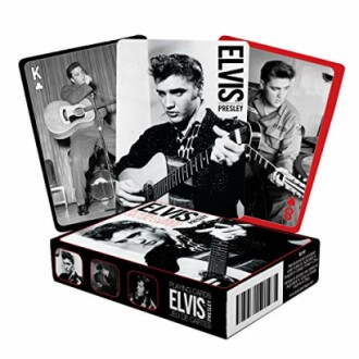 Deck of Elvis Presley themed playing cards with various images of Elvis.