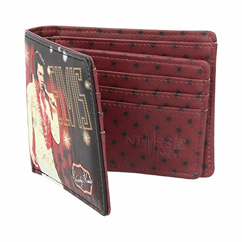 Elvis Presley-themed wallet with red star pattern interior