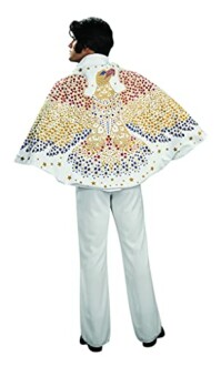 Elvis cape displayed on a mannequin showcasing its vibrant colors and eagle design.