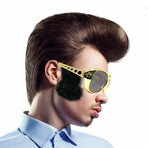 Person with retro hairstyle and gold sunglasses